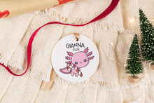 Load image into Gallery viewer, Personalized Axolotl Ornament, Axolotl Lover Gift, Custom Name Ornament
