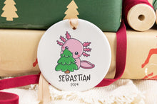 Load image into Gallery viewer, Personalized Name Axolotl Ornament, Axolotl Lover Gift
