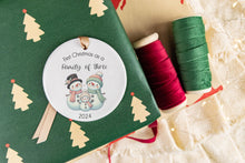 Load image into Gallery viewer, First Christmas as a Family of Three Snowman Ornament, Gift for New Parents
