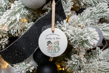 Load image into Gallery viewer, First Christmas as a Family of Three Snowman Ornament, Gift for New Parents
