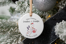 Load image into Gallery viewer, Stork Baby Announcement to New Grandparents, New Aunt and Uncle Christmas Baby Announcement, Customize to any Family Members
