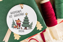 Load image into Gallery viewer, Fox Baby&#39;s First Christmas Ornament, Baby Boy Gift Personalized, Woodland Baby Ornament
