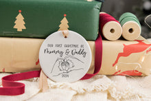 Load image into Gallery viewer, First Christmas as Mommy and Daddy Baby Feet Ornament, Christmas Gift for New Parents
