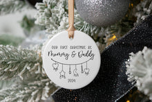 Load image into Gallery viewer, First Christmas as Mommy and Daddy Mobile Ornament, New Parents Gift
