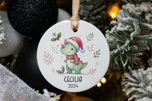 Load image into Gallery viewer, Personalized Kids Dinosaur Ornament, Custom Name Ornament
