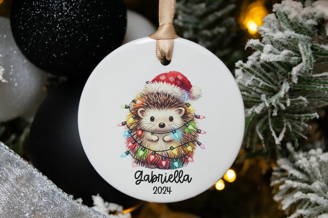 Personalized Hedgehog Name Ornament, Custom Hedgehog Gift, Animal Lover Gift