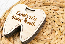 Load image into Gallery viewer, Personalized Wood Baby Teeth Keepsake Box, Baby Tooth Storage Box, Baby First Tooth Holder
