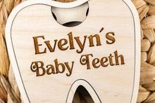 Load image into Gallery viewer, Personalized Wood Baby Teeth Keepsake Box, Baby Tooth Storage Box, Baby First Tooth Holder
