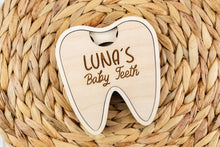 Load image into Gallery viewer, Personalized Wood Baby Tooth Storage Box, Baby Teeth Keepsake Box, Baby First Tooth Holder
