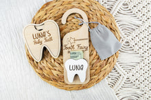 Load image into Gallery viewer, Tooth Fairy Kit with Money Holder Door Hanger and Bag and Baby Tooth Keepsake Box
