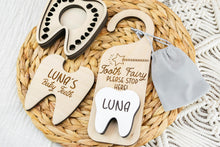 Load image into Gallery viewer, Tooth Fairy Kit with Money Holder Door Hanger and Bag and Baby Tooth Keepsake Box
