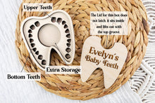 Load image into Gallery viewer, Personalized Wood Baby Teeth Keepsake Box, Baby Tooth Storage Box, Baby First Tooth Holder
