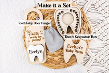 Load image into Gallery viewer, Personalized Wood Baby Teeth Keepsake Box, Baby Tooth Storage Box, Baby First Tooth Holder
