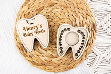 Load image into Gallery viewer, Personalized Wood Baby Teeth Keepsake Box, Baby Tooth Storage Box, Baby First Tooth Holder
