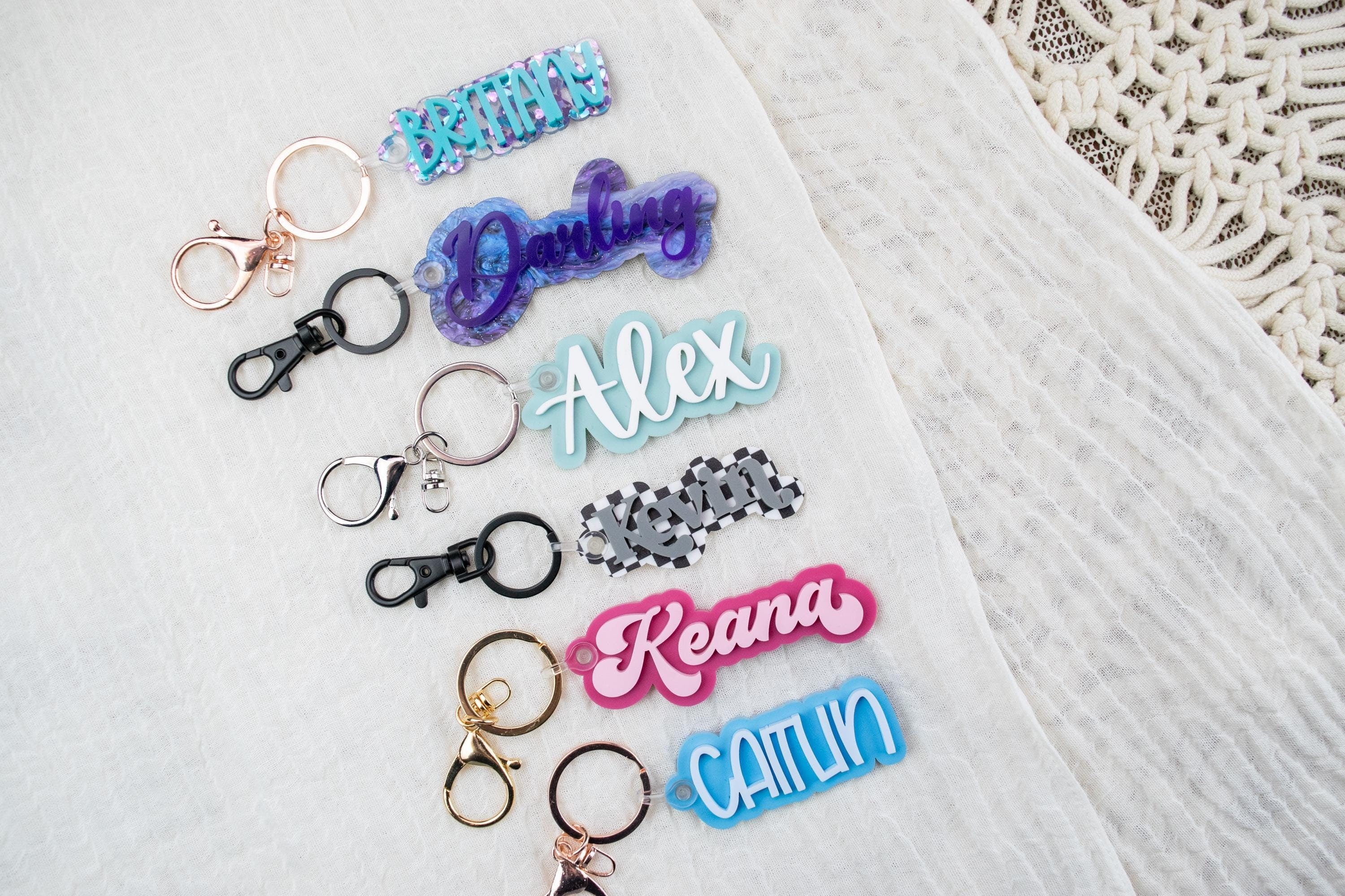 Name Keychain Personalized 3D Custom Name Keychain | Acrylic Name Tag ...