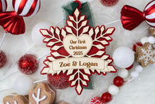 Load image into Gallery viewer, Custom Our First Christmas Together Ornament, Our First Christmas Married, Personalized Couple Ornament,  Multiple Color and Ribbon Options
