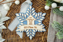 Load image into Gallery viewer, Custom First Christmas in Our New Home Ornament, New House Ornament, Realtor Closing Gift, Housewarming Gift, Multiple Color Options
