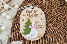 Load image into Gallery viewer, Personalized Silly Goose Baby&#39;s First Christmas Ornament, Custom Gift for Baby, Keepsake for New Parents
