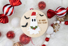 Load image into Gallery viewer, Be Merry Stay Scary Ornament | Ghost Christmas Ornament | Spooky Gothic Holiday Decor | Funny Creepy Christmas Gift
