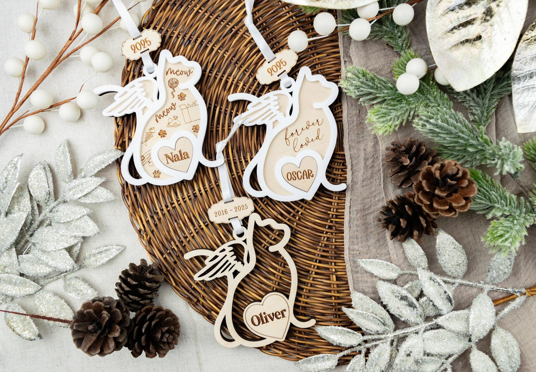 Cat Memorial Ornament,  Cat Remembrance Gift, Pet Loss Gift Sympathy Gift, Multiple Customization Options