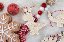 Load image into Gallery viewer, Personalized Gingerbread Dinosaur Ornament | Custom Name Kids Ornament | Baby’s First Christmas Gift
