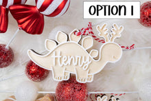 Load image into Gallery viewer, Personalized Gingerbread Dinosaur Ornament | Custom Name Kids Ornament | Baby’s First Christmas Gift
