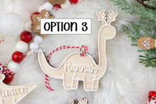 Load image into Gallery viewer, Personalized Gingerbread Dinosaur Ornament | Custom Name Kids Ornament | Baby’s First Christmas Gift
