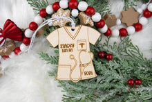 Load image into Gallery viewer, Personalized Wooden Scrub Top Ornament | Custom Nurse Ornament | Medical Professional Gift | Graduation Keepsake
