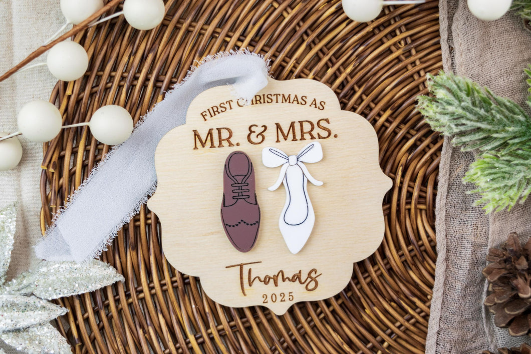 First Christmas as Mr & Mrs Ornament | Personalized Newlywed Ornament | Wedding Gift Ornament | Mr & Mr | Mrs & Mrs
