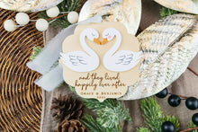 Load image into Gallery viewer, Personalized Swan Wedding Ornament | Happily Ever After Ornament | First Christmas Married | Newlywed Gift
