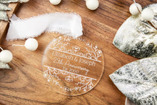 Load image into Gallery viewer, Personalized Anniversary Ornament | Engraved Acrylic 25th Anniversary Gift | Custom Wedding Anniversary Keepsake | Gift for Husband or Wife
