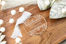 Load image into Gallery viewer, Personalized Anniversary Ornament | Custom Engraved Acrylic Keepsake | Wedding Anniversary Gift for Couple | Any Year Anniversary
