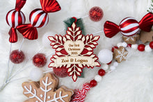 Load image into Gallery viewer, Custom Our First Christmas Together Ornament, Our First Christmas Married, Personalized Couple Ornament,  Multiple Color and Ribbon Options
