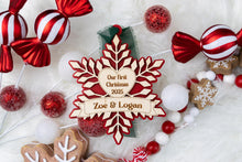 Load image into Gallery viewer, Custom Our First Christmas Together Ornament, Our First Christmas Married, Personalized Couple Ornament,  Multiple Color and Ribbon Options
