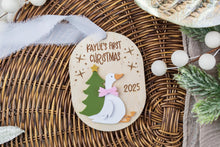 Load image into Gallery viewer, Personalized Silly Goose Baby&#39;s First Christmas Ornament, Custom Gift for Baby, Keepsake for New Parents
