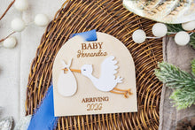 Load image into Gallery viewer, Personalized Stork Baby Announcement Ornament, Expecting Baby Ornament
