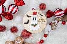 Load image into Gallery viewer, Be Merry Stay Scary Ornament | Ghost Christmas Ornament | Spooky Gothic Holiday Decor | Funny Creepy Christmas Gift
