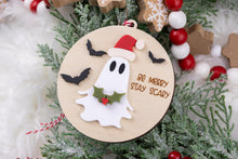 Load image into Gallery viewer, Be Merry Stay Scary Ornament | Ghost Christmas Ornament | Spooky Gothic Holiday Decor | Funny Creepy Christmas Gift
