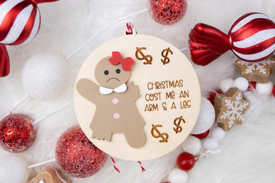 Christmas Cost Me an Arm and a Leg Ornament, Funny Christmas Ornament, White Elephant Gift, Funny Christmas gift for Mom or Dad, Two Options