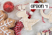 Load image into Gallery viewer, Personalized Gingerbread Dinosaur Ornament | Custom Name Kids Ornament | Baby’s First Christmas Gift
