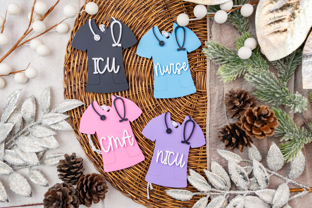 Personalized Scrubs Ornament | Custom Nurse Ornament | Healthcare Worker Gift | Medical Christmas Ornament