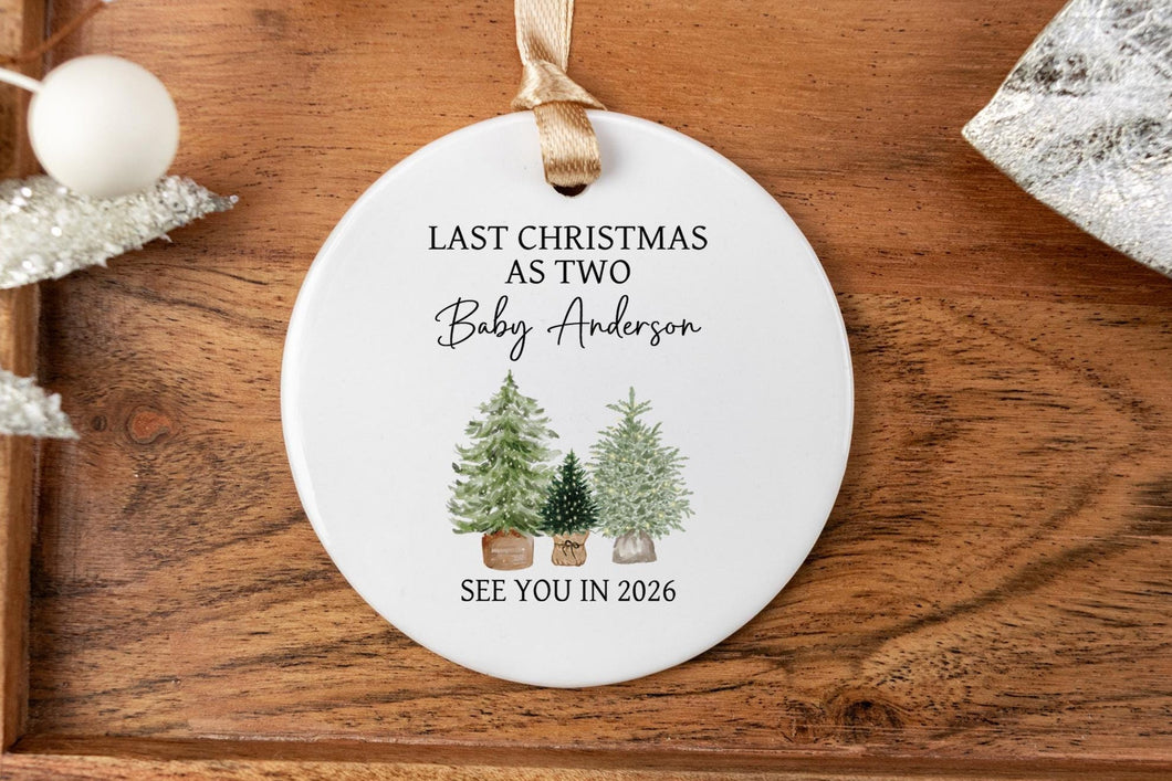 Last Christmas as Two Ornament | Expecting Parents Gift | Pregnancy Announcement Ornament | Baby Keepsake | New Parents Gift