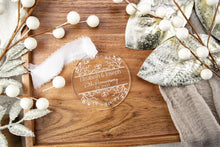 Load image into Gallery viewer, Personalized Anniversary Ornament | Engraved Acrylic 25th Anniversary Gift | Custom Wedding Anniversary Keepsake | Gift for Husband or Wife
