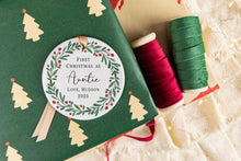 Load image into Gallery viewer, First Christmas as Auntie Ornament | Personalized Aunt Gift | Baby Announcement Ornament | Pregnancy Reveal Keepsake
