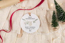 Load image into Gallery viewer, First Grandchild Ornament | Promoted to Grandparents Gift | Baby Announcement Ornament | Personalized Coming Soon Keepsake
