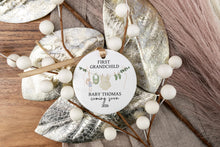 Load image into Gallery viewer, First Grandchild Ornament | Promoted to Grandparents Gift | Baby Announcement Ornament | Personalized Coming Soon Keepsake
