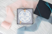 Load image into Gallery viewer, Personalized Chinoiserie Wedding Ornament, Blue Toile Married Ornament, Wedding Gift for Couple, Christmas Gift for Newlyweds
