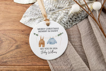 Load image into Gallery viewer, Merry Christmas Mommy &amp; Daddy Ornament, Personalized Christmas Gift for New Parents, Gift for Expecting Parents
