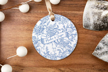 Load image into Gallery viewer, Chinoiserie Personalized Couple Ornament, Blue Toile Our First Christmas Couple Ornament, Gift for Couple, Personalized Names Ornament
