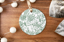 Load image into Gallery viewer, Chinoiserie Personalized Couple Ornament, Blue Toile Our First Christmas Couple Ornament, Gift for Couple, Personalized Names Ornament

